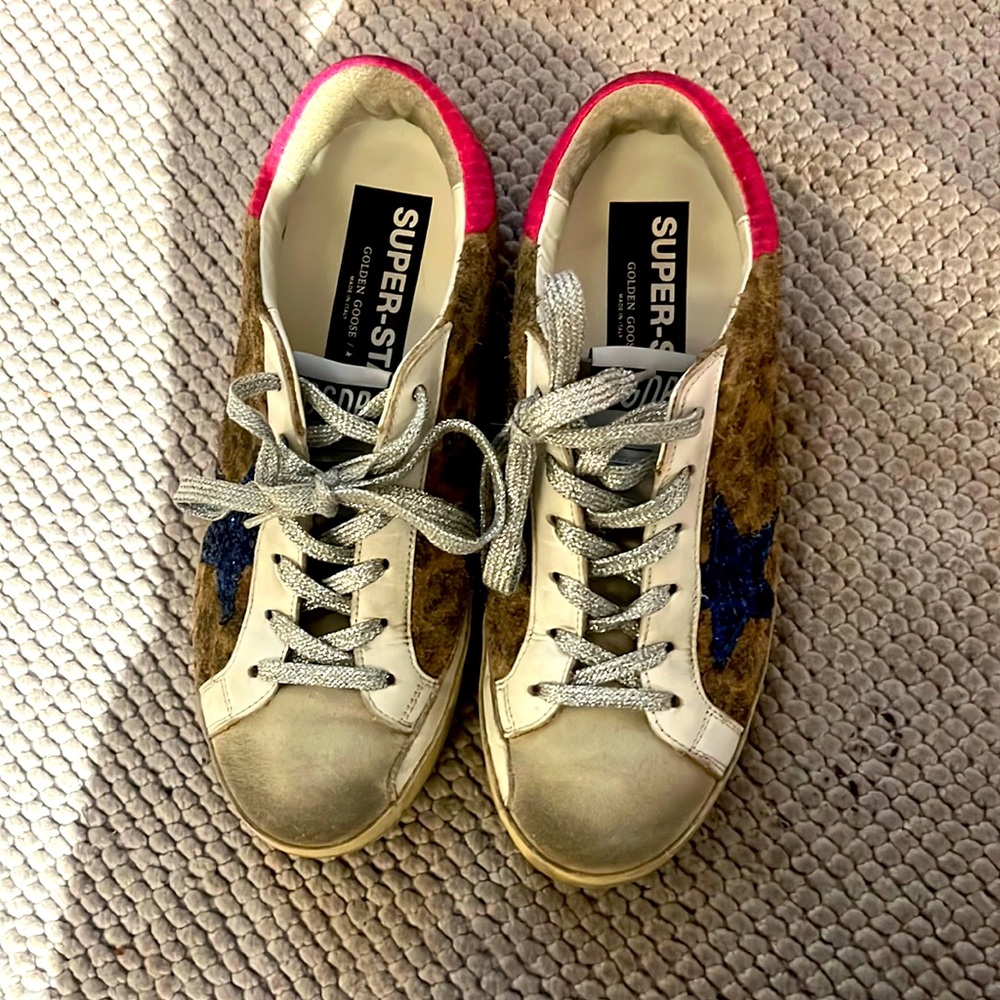 Golden Goose Superstar Leopard-Print Glitter Sneakers